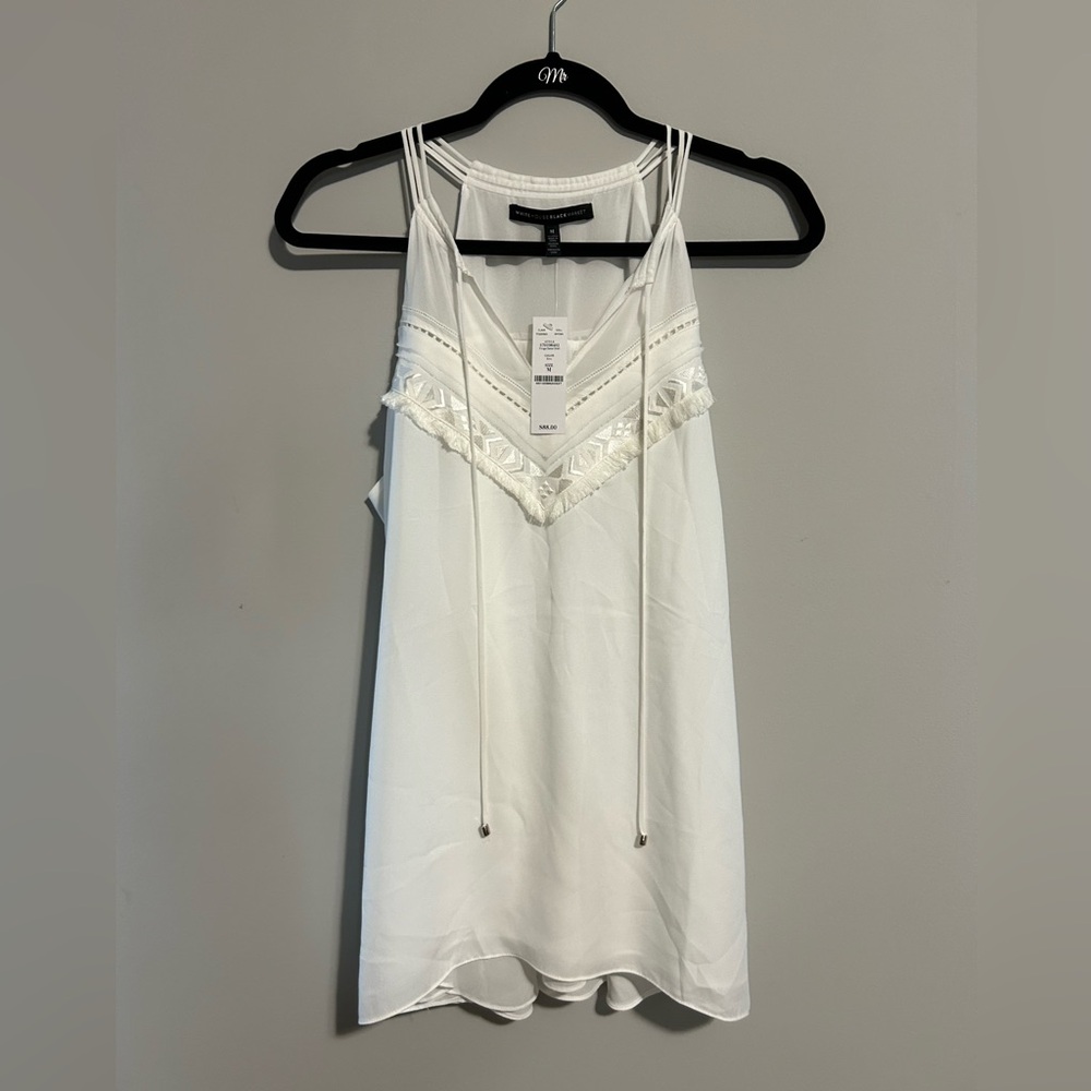 NEW White House Black Market White Lacey Sleeveless Blouse Women’s Size Medium